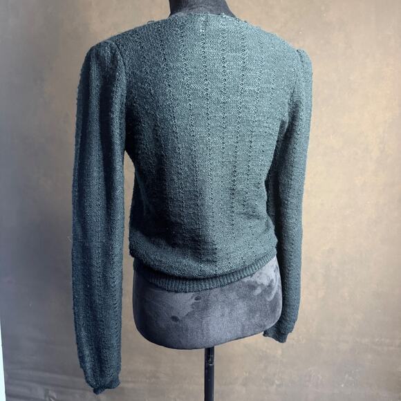 Vintage The Limited Black Lace-Knit Sweater Crewneck Size M Acrylic / Nylon - Picture 6 of 10